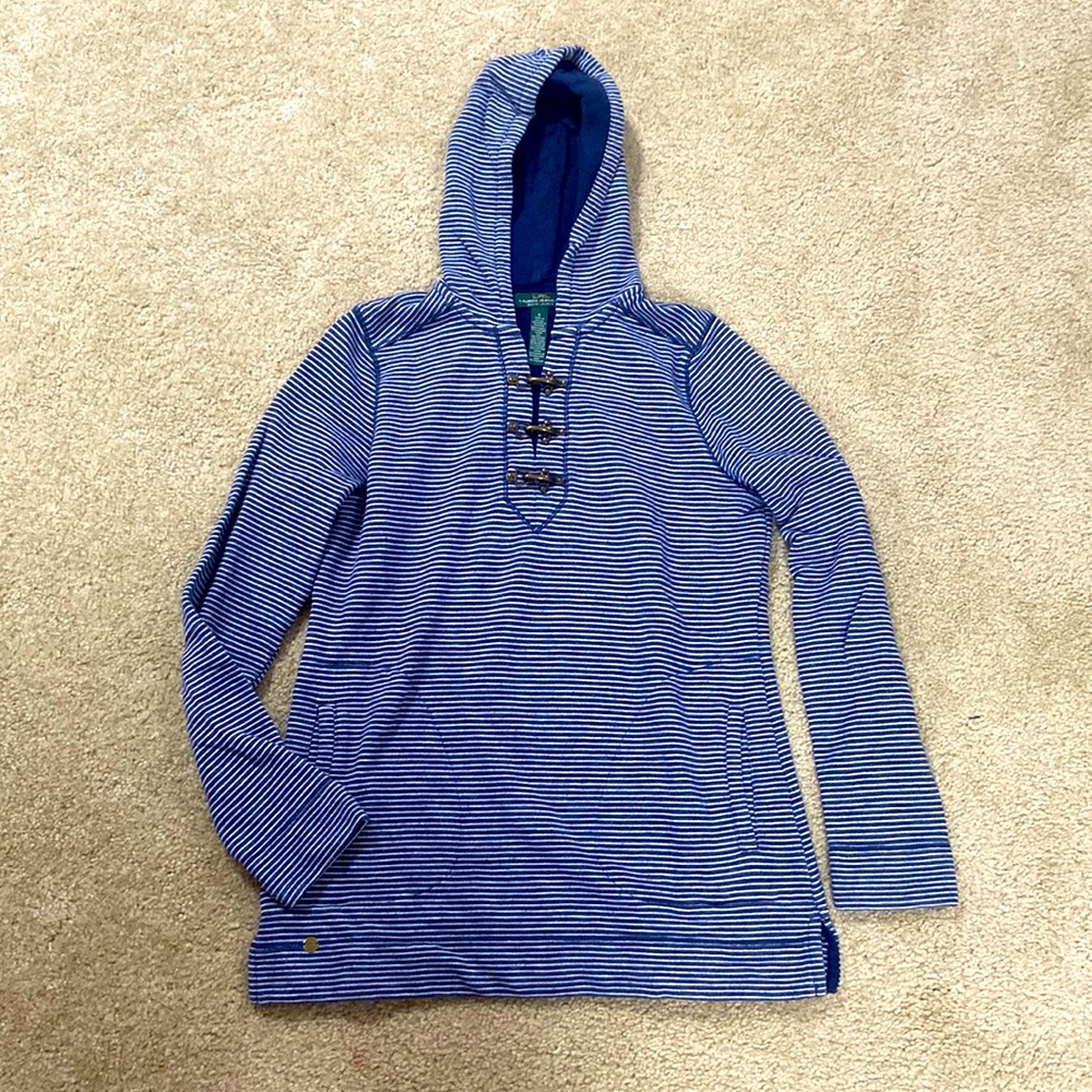 Ralph Lauren navy white nautical toggle metal hardware hoodie sweatshirt sweater